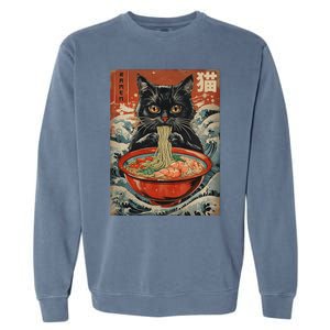 Cat Ramen Japanese Kawaii Cat Anime Garment-Dyed Sweatshirt