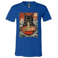 Cat Ramen Japanese Kawaii Cat Anime V-Neck T-Shirt