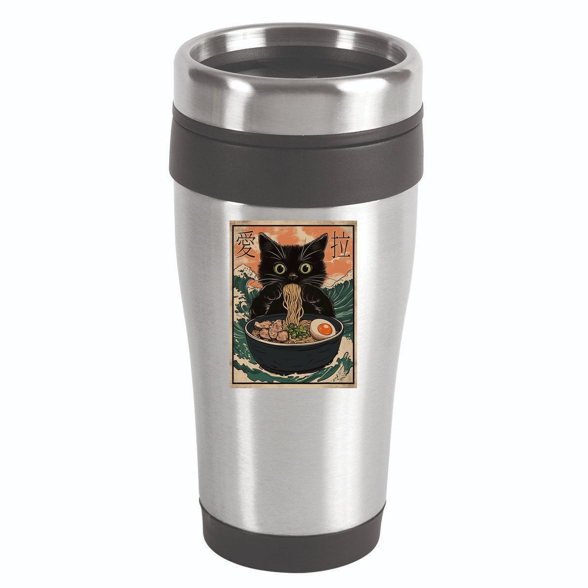 Cat Ramen Japanese Art Great Wave Kanagawa Funny Graphic 16oz Travel Tumbler