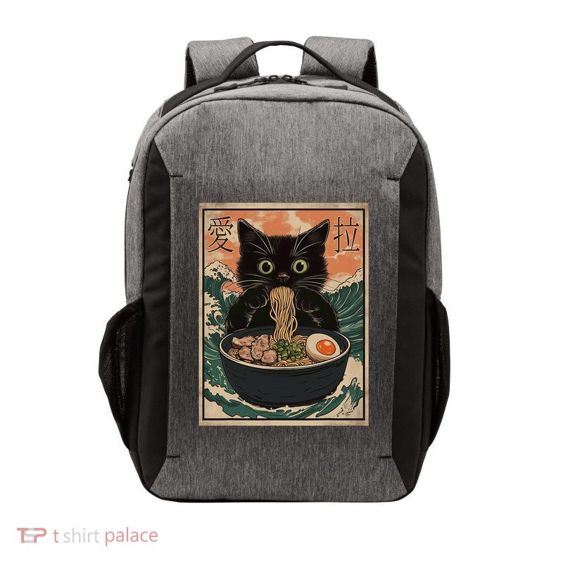 Cat Ramen Japanese Art Great Wave Kanagawa Funny Graphic Vector Backpack