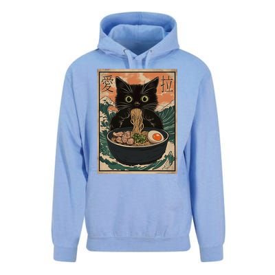 Cat Ramen Japanese Art Great Wave Kanagawa Funny Graphic Unisex Surf Hoodie