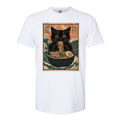 Cat Ramen Japanese Art Great Wave Kanagawa Funny Graphic Softstyle CVC T-Shirt