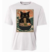 Cat Ramen Japanese Art Great Wave Kanagawa Funny Graphic Cooling Performance Crew T-Shirt