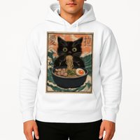 Cat Ramen Japanese Art Great Wave Kanagawa Funny Graphic Hoodie