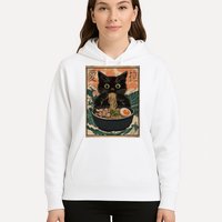 Cat Ramen Japanese Art Great Wave Kanagawa Funny Graphic Hoodie