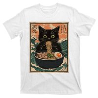 Cat Ramen Japanese Art Great Wave Kanagawa Funny Graphic T-Shirt