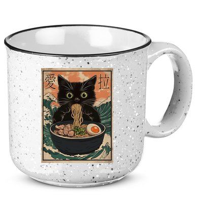 Cat Ramen Japanese Art Great Wave Kanagawa Funny Graphic 15oz Campfire Ceramic Mug