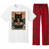 Cat Ramen Japanese Art Great Wave Kanagawa Funny Graphic Pajama Set