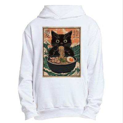 Cat Ramen Japanese Art Great Wave Kanagawa Funny Graphic Urban Pullover Hoodie