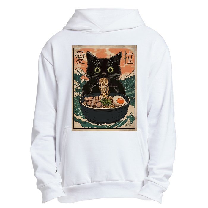 Cat Ramen Japanese Art Great Wave Kanagawa Funny Graphic Urban Pullover Hoodie