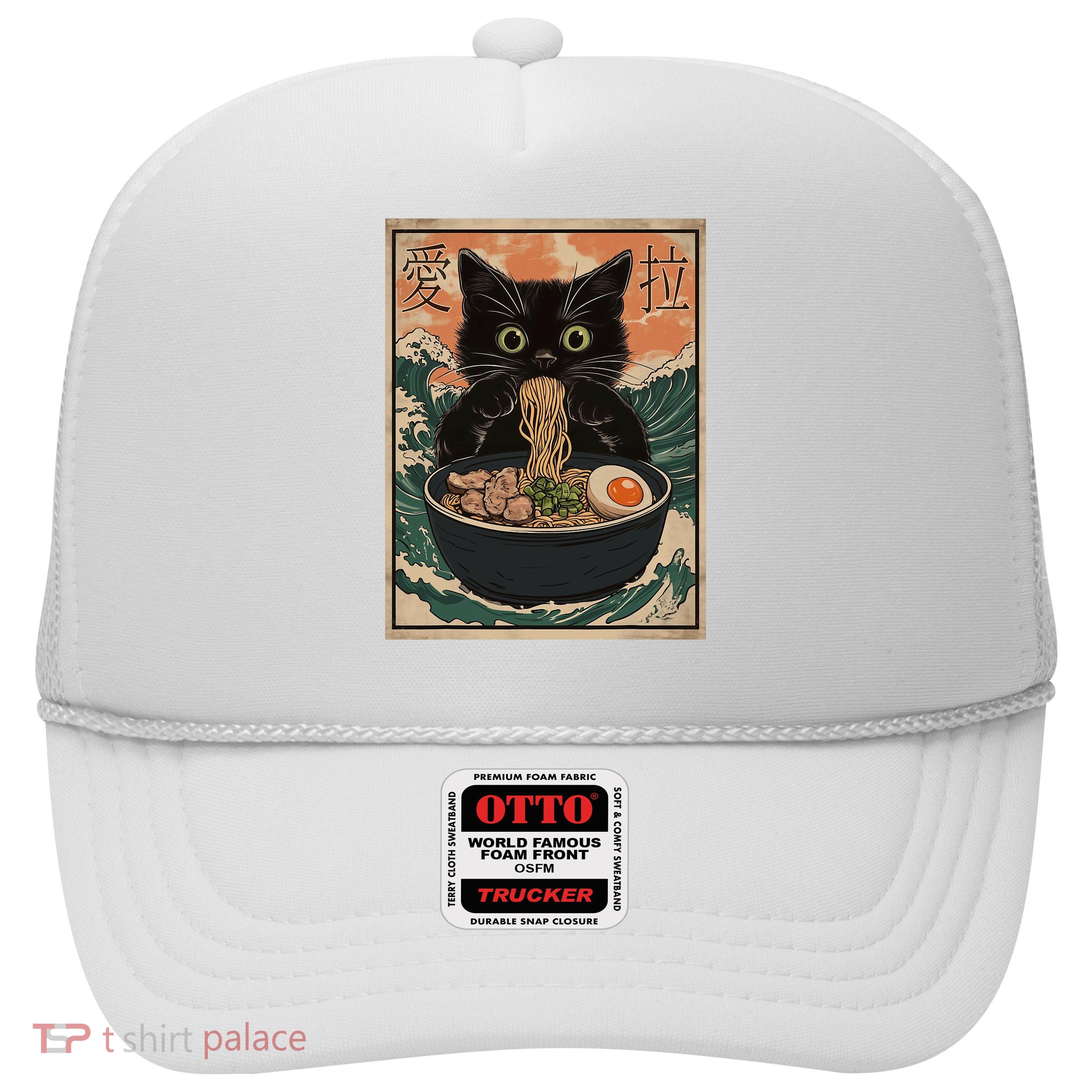 Cat Ramen Japanese Art Great Wave Kanagawa Funny Graphic Trucker Hat