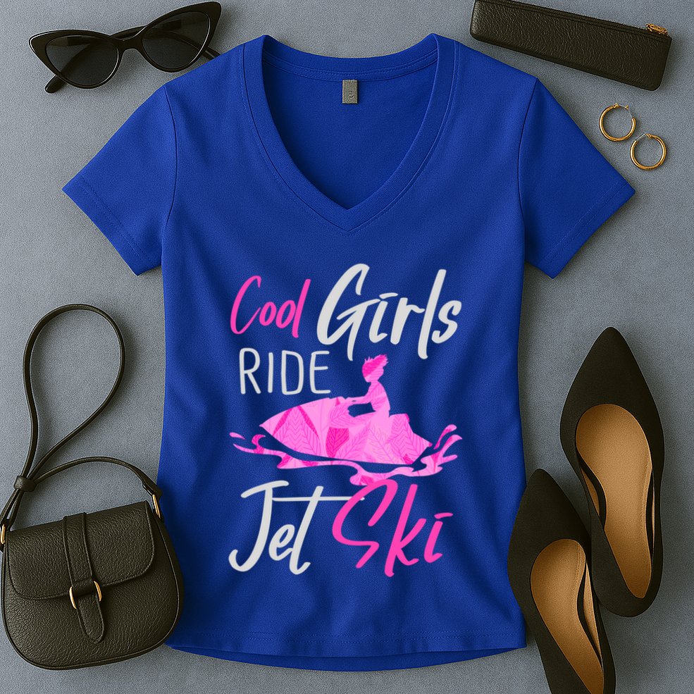 Cool Ride Jet Ski Water Sport Funny Jetski Cute Gift Women's V-Neck T-Shirt