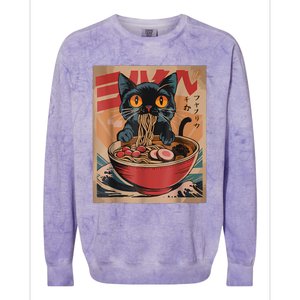 Cat Ramen Japanese Funny Graphic Tees Kawaii Cat Anime Colorblast Crewneck Sweatshirt