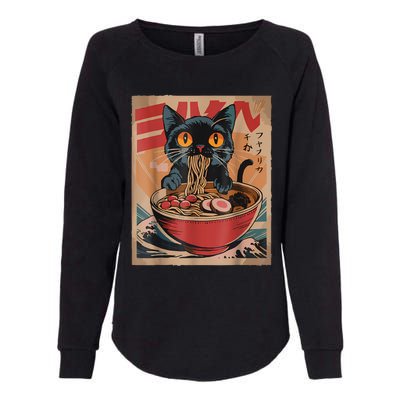 Cat Ramen Japanese Funny Graphic Tees Kawaii Cat Anime Womens California Wash Sweatshirt