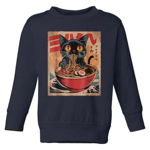 Cat Ramen Japanese Funny Graphic Tees Kawaii Cat Anime Toddler Sweatshirt