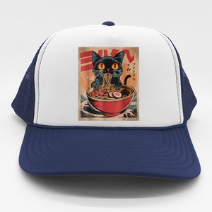 Cat Ramen Japanese Funny Graphic Tees Kawaii Cat Anime Trucker Hat