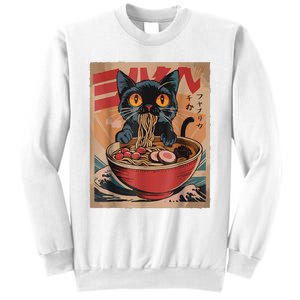 Cat Ramen Japanese Funny Graphic Tees Kawaii Cat Anime Sweatshirt