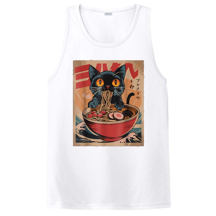 Cat Ramen Japanese Funny Graphic Tees Kawaii Cat Anime PosiCharge Competitor Tank