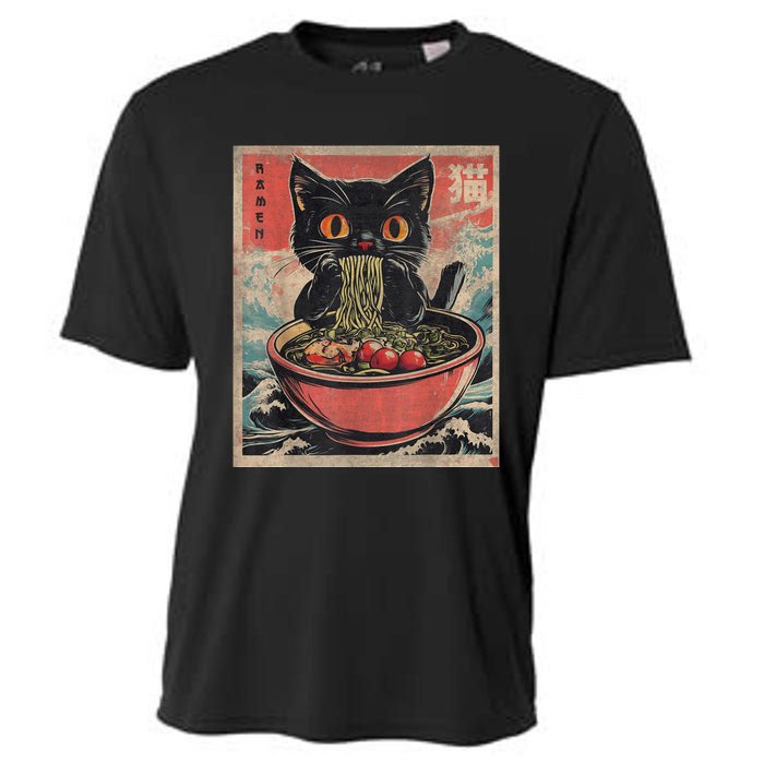 Cat Ramen Japanese Funny Graphic Tees Kawaii Cat Anime Gifts Cooling Performance Crew T-Shirt