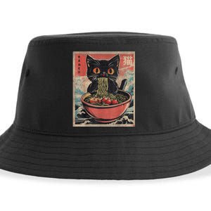 Cat Ramen Japanese Funny Graphic Tees Kawaii Cat Anime Gifts Sustainable Bucket Hat