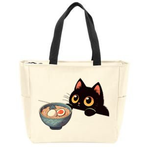 Cat Ramen Japanese Funny Graphic S Kawaii Cat Anime Gifts Zip Tote Bag