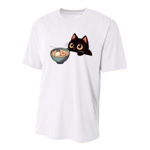 Cat Ramen Japanese Funny Graphic S Kawaii Cat Anime Gifts Youth Performance Sprint T-Shirt