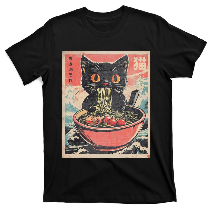 Cat Ramen Japanese Funny Kawaii Cat Anime Cute T-Shirt