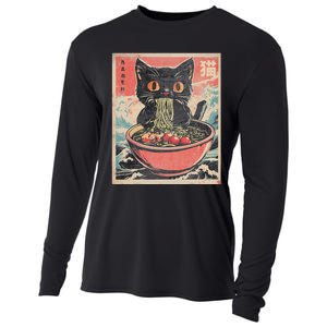 Cat Ramen Japanese Funny Kawaii Cat Anime Cute Cooling Performance Long Sleeve Crew