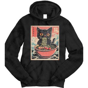 Cat Ramen Japanese Funny Kawaii Cat Anime Cute Tie Dye Hoodie