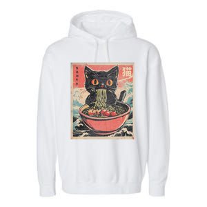 Cat Ramen Japanese Funny Kawaii Cat Anime Cute Garment-Dyed Fleece Hoodie