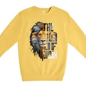 Christian Religious Jesus The Lion Of Judah Easter Yeshua Premium Crewneck Sweatshirt