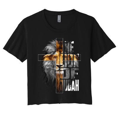 Christian Religious Jesus The Lion Of Judah Easter Yeshua Women's Crop Top Tee