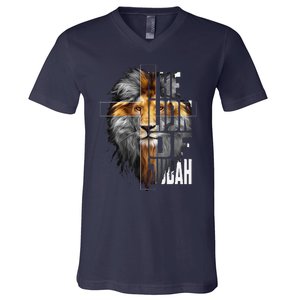 Christian Religious Jesus The Lion Of Judah Easter Yeshua V-Neck T-Shirt