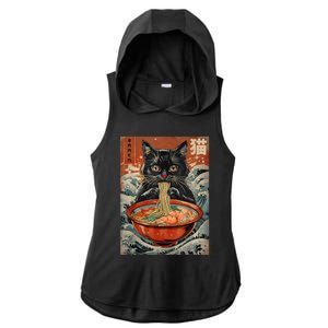 Cat Ramen Japanese Funny Graphic Tees Kawaii Cat Anime Ladies PosiCharge Tri-Blend Wicking Draft Hoodie Tank