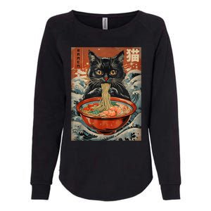 Cat Ramen Japanese Funny Graphic Tees Kawaii Cat Anime Womens California Wash Sweatshirt