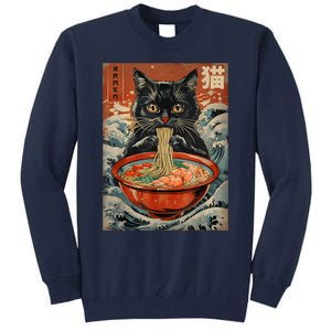 Cat Ramen Japanese Funny Graphic Tees Kawaii Cat Anime Tall Sweatshirt