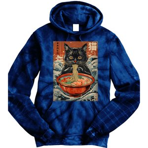 Cat Ramen Japanese Funny Graphic Tees Kawaii Cat Anime Tie Dye Hoodie