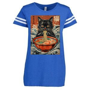 Cat Ramen Japanese Funny Graphic Tees Kawaii Cat Anime Enza Ladies Jersey Football T-Shirt