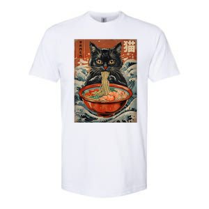 Cat Ramen Japanese Funny Graphic Tees Kawaii Cat Anime Softstyle CVC T-Shirt