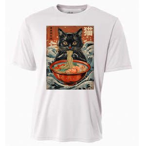 Cat Ramen Japanese Funny Graphic Tees Kawaii Cat Anime Cooling Performance Crew T-Shirt