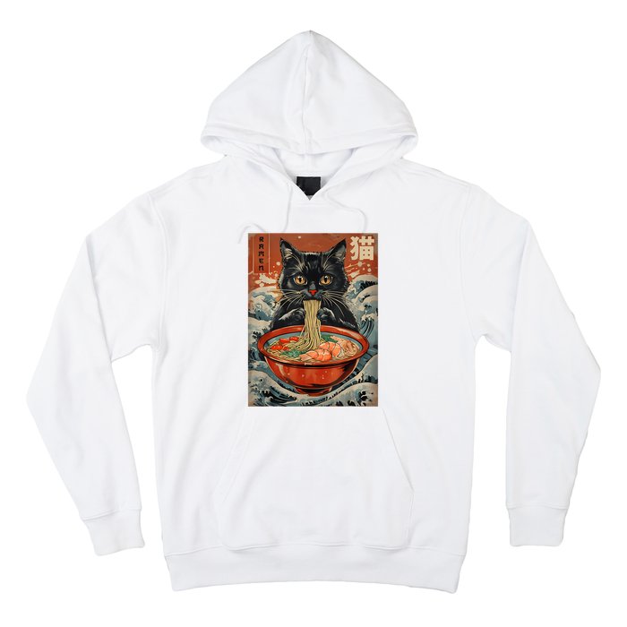 Cat Ramen Japanese Funny Graphic Tees Kawaii Cat Anime Hoodie