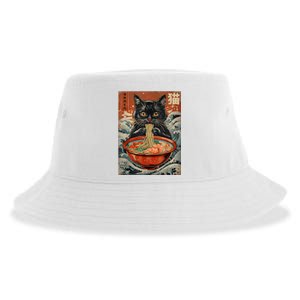 Cat Ramen Japanese Funny Graphic Tees Kawaii Cat Anime Sustainable Bucket Hat