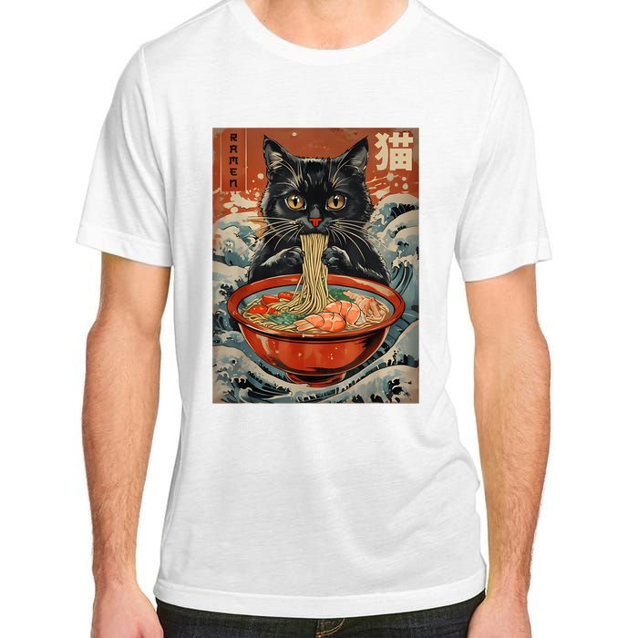 Cat Ramen Japanese Funny Graphic Tees Kawaii Cat Anime Adult ChromaSoft Performance T-Shirt