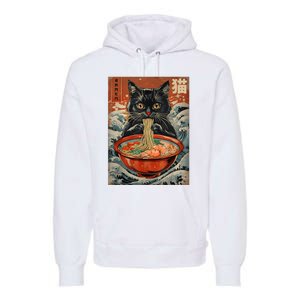 Cat Ramen Japanese Funny Graphic Tees Kawaii Cat Anime Premium Hoodie