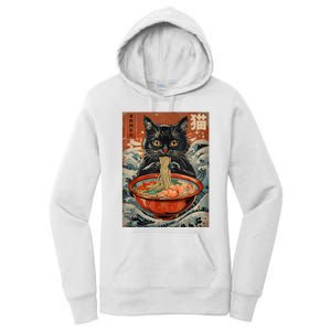 Cat Ramen Japanese Funny Graphic Tees Kawaii Cat Anime Women's Pullover Hoodie