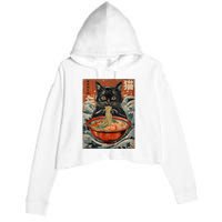 Cat Ramen Japanese Funny Graphic Tees Kawaii Cat Anime Crop Fleece Hoodie