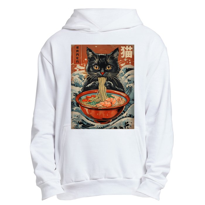 Cat Ramen Japanese Funny Graphic Tees Kawaii Cat Anime Urban Pullover Hoodie