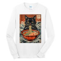 Cat Ramen Japanese Funny Graphic Tees Kawaii Cat Anime Tall Long Sleeve T-Shirt