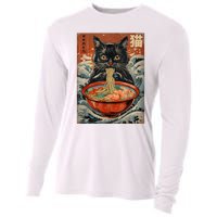 Cat Ramen Japanese Funny Graphic Tees Kawaii Cat Anime Cooling Performance Long Sleeve Crew