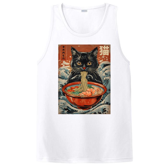 Cat Ramen Japanese Funny Graphic Tees Kawaii Cat Anime PosiCharge Competitor Tank